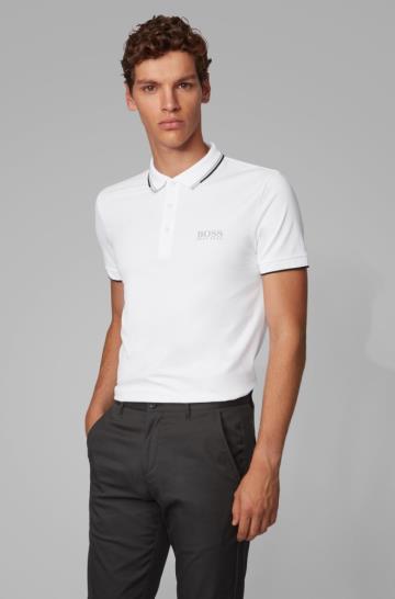 Koszulki Polo BOSS Regular Fit Piqué Białe Męskie (Pl77712)